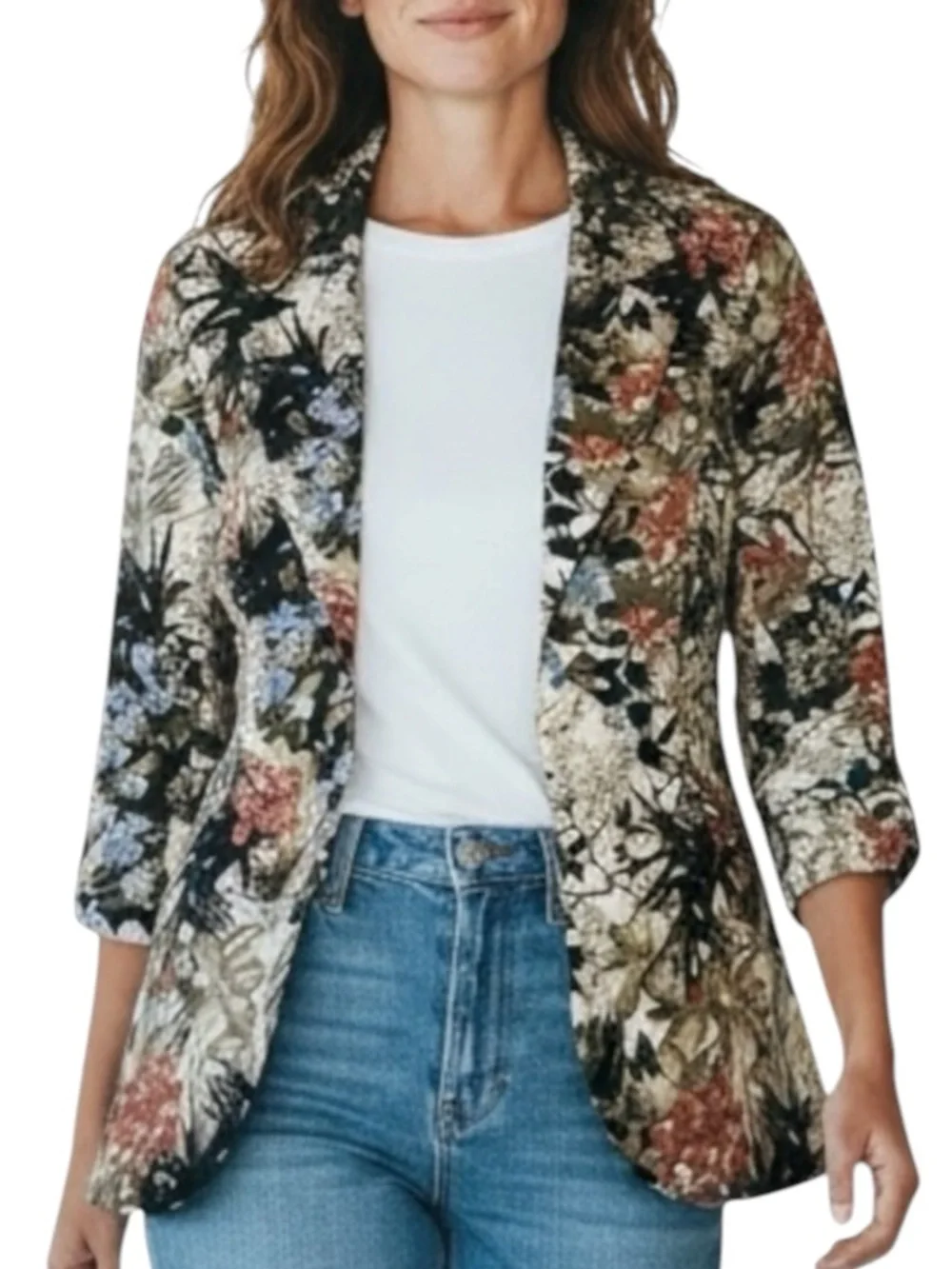 CYNTHIA ROWLEY Multicolored Floral Blazer Size XS -- CAREER / OFFICE - Picture 1 of 8